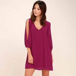 LULUS Exclusive Shifting Dears Magenta Long Sleeve Dress